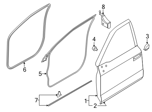 2022 Ford F-350 Super Duty Door & Components Diagram