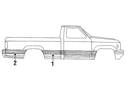 1989 Ford Ranger Exterior Trim - Pick Up Box Diagram 2 - Thumbnail