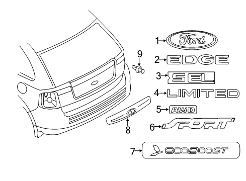 2013 Ford Edge Exterior Trim - Lift Gate Diagram