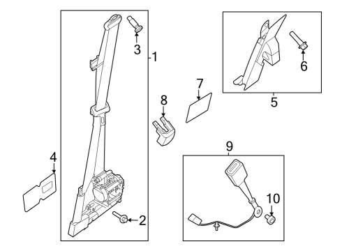 2025 Ford F-250 Super Duty Front Seat Belts Diagram
