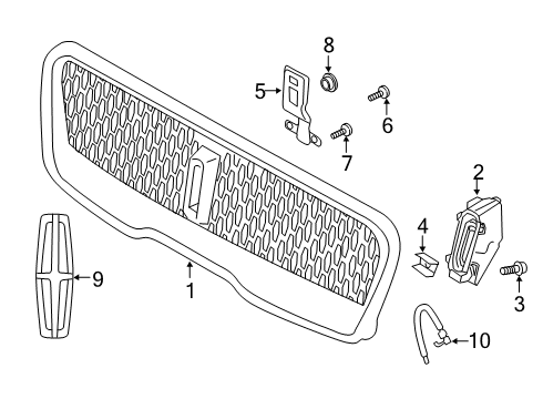 2019 Lincoln Nautilus Grille & Components Diagram