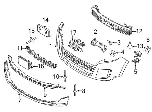 2011 Ford Edge Bumper & Components - Front Diagram