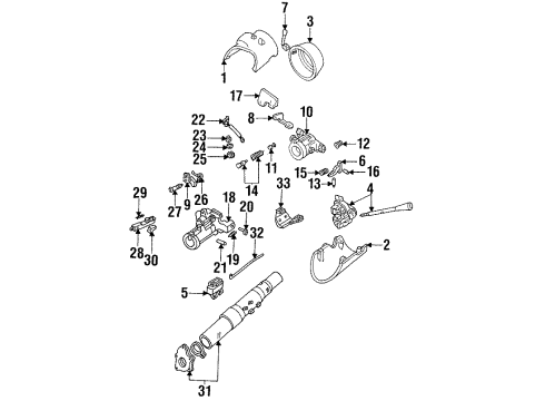 1991 Ford Explorer Shroud, Switches & Levers Diagram
