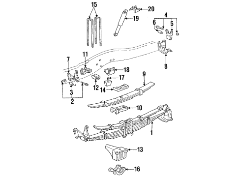 1992 Ford F-350 Rear Suspension Components Diagram