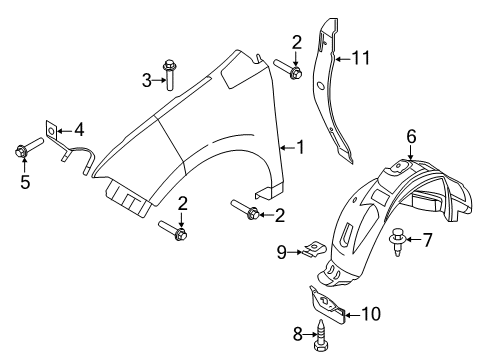 2012 Ford Edge Fender Liner, Front Passenger Side Diagram for CT4Z-16102-B