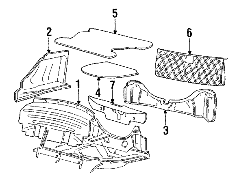 1998 Ford Mustang Side Trim Panel, Rear Passenger Side Diagram for F8ZZ-6345422-AAA