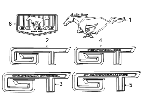 2025 Ford Mustang Exterior Trim - Trunk Diagram