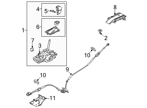 2012 Lincoln MKS Shift Control Cable Diagram for AA5Z-7E395-C