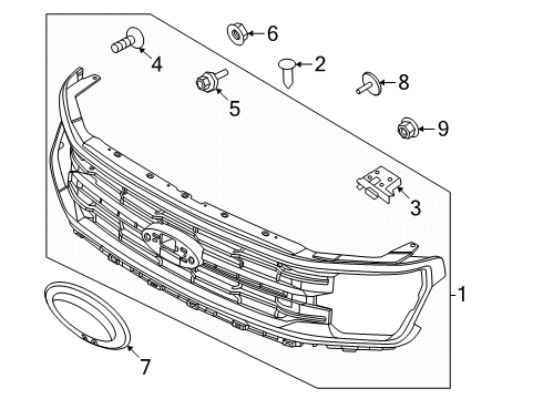 2024 Ford F-150 Grille & Components Diagram