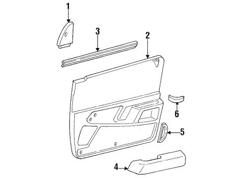 1990 Mercury Topaz Interior Trim - Front Door Diagram