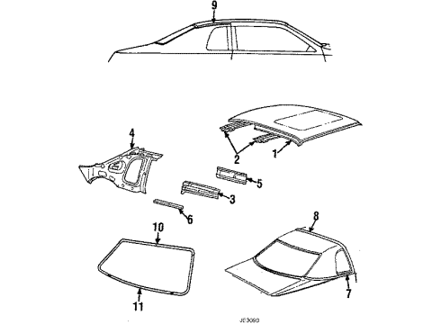 1985 Ford Thunderbird Roof & Back Glass Diagram