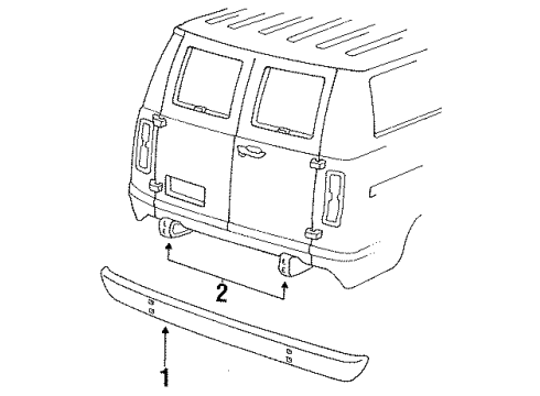 1988 Ford E-250 Econoline Club Wagon Bumper & Components - Rear Diagram