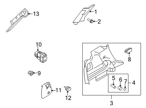 2007 Lincoln MKX Interior Trim - Quarter Panels Diagram