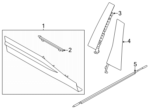 2024 Lincoln Nautilus Exterior Trim - Rear Door Diagram