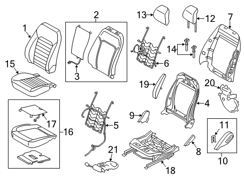 2019 Ford Police Responder Hybrid Front Seat Components Diagram