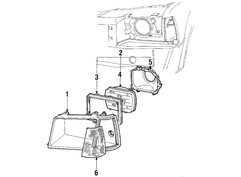 1985 Ford Escort Headlamp Components Diagram