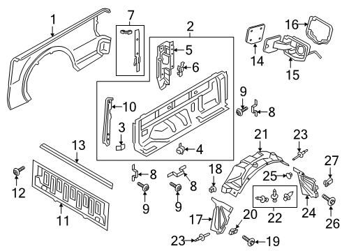 2019 Ford Ranger Front & Side Panels Diagram