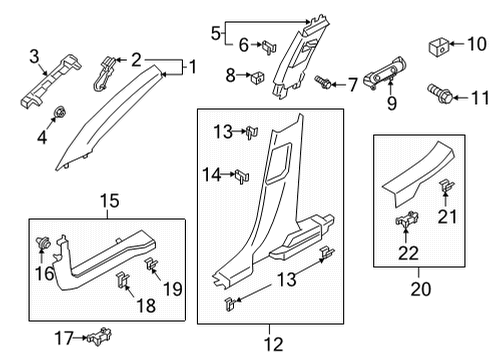 2024 Ford Bronco Sport Interior Trim - Pillars Diagram