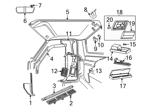 2000 Ford Ranger Interior Trim - Cab Diagram 2 - Thumbnail