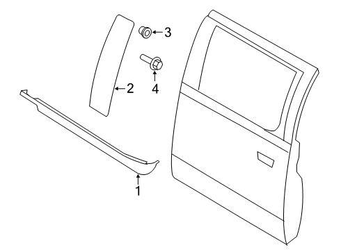 2021 Ford F-250 Super Duty Exterior Trim - Rear Door Diagram