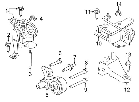 2014 Ford Fiesta Engine & Trans Mounting Diagram