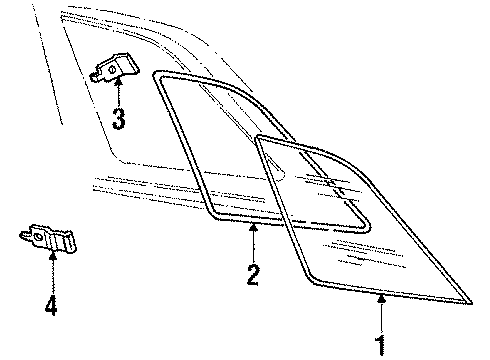1984 Ford Mustang Glass & Hardware - Quarter Panel Diagram