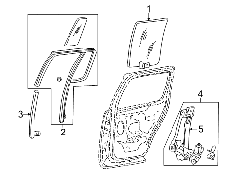 2005 Lincoln Aviator Glass - Door Diagram