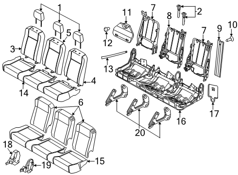 2024 Ford Transit-350 HD Third Row Seats Diagram
