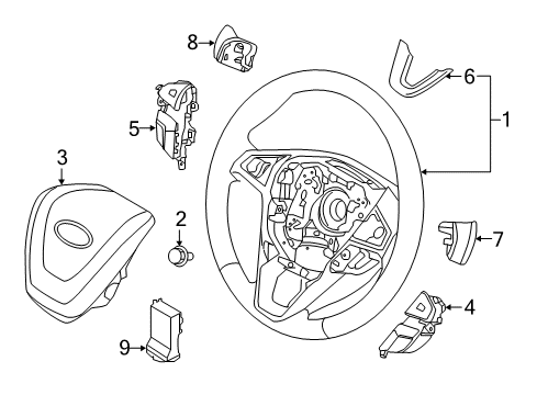 2017 Lincoln MKX Steering Wheel & Trim Diagram