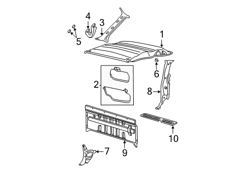 2005 Ford F-250 Super Duty Interior Trim - Cab Diagram