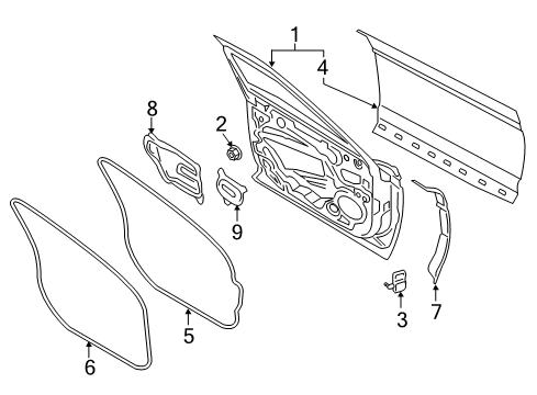 2019 Lincoln Continental Door Weatherstrip, Passenger Side Diagram for GD9Z-5420530-B