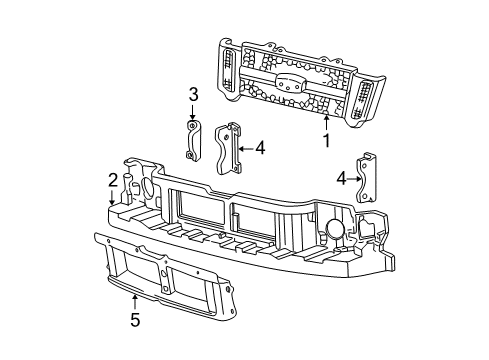 2001 Ford Explorer Sport Trac Grille & Components Diagram