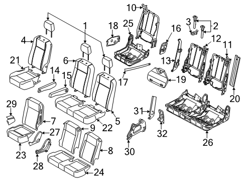 2024 Ford Transit-350 HD Rear Seat Diagram