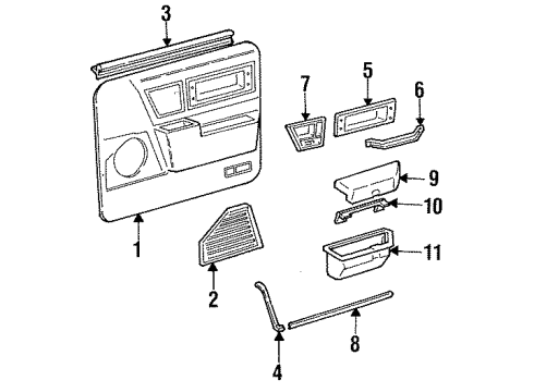 1985 Lincoln Continental Interior Trim - Front Door Diagram