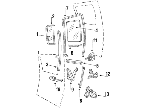 1984 Ford F-350 Glass - Door Diagram