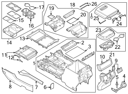 2025 Ford F-250 Super Duty Front Console Diagram