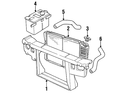 1990 Mercury Cougar Radiator & Components Diagram