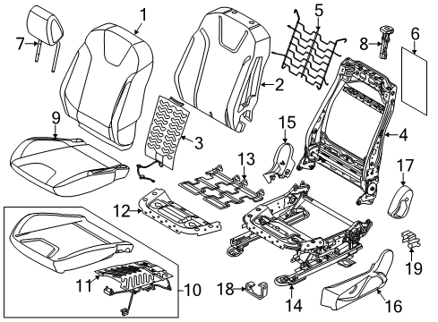 2012 Ford Focus Seat Track, Front Passenger Side Diagram for CV6Z-5861704-A