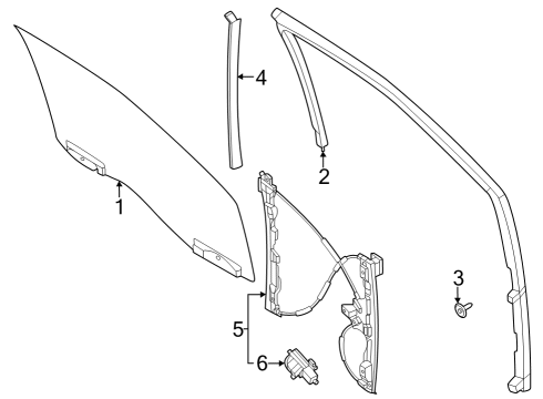 2023 Ford F-350 Super Duty Glass - Door Diagram