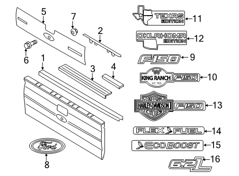 2011 Ford F-150 Exterior Trim - Pick Up Box Diagram 4 - Thumbnail