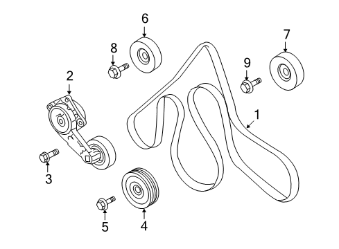 2009 Ford Explorer Sport Trac Belts & Pulleys Diagram