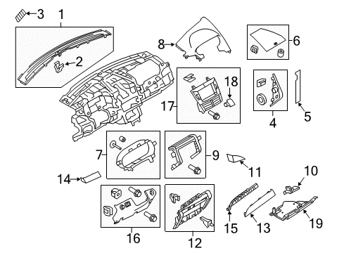 2019 Lincoln MKT Instrument Panel Components Diagram