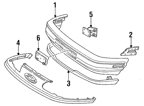 1994 Ford Taurus Bumper & Components - Front Diagram