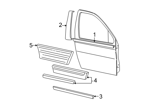 2004 Ford Freestar Exterior Trim - Front Door Diagram