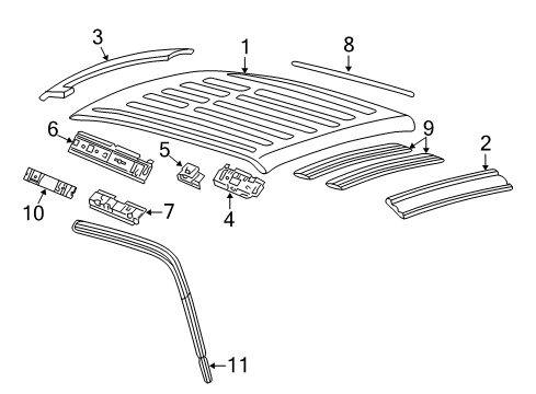 2000 Ford F-250 Super Duty Roof & Components Diagram