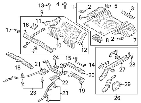 2025 Ford Mustang Rear Floor & Rails Diagram