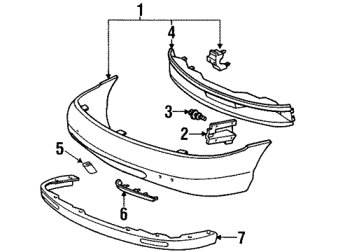 1995 Mercury Mystique Bumper & Components - Front Diagram
