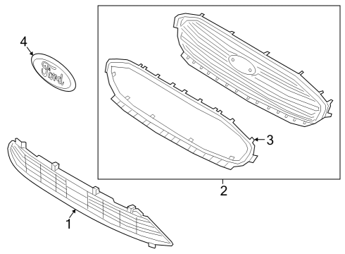 2020 Ford Transit Connect Grille & Components Diagram