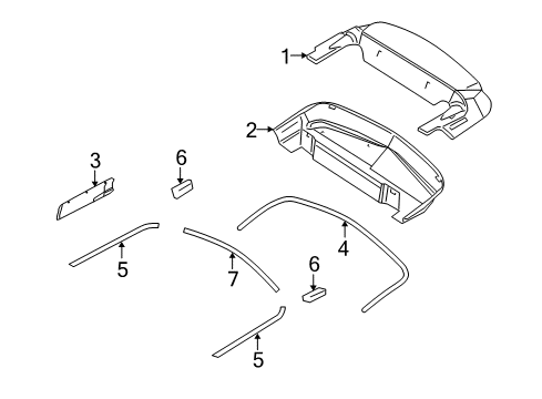 2012 Ford Mustang Exterior Trim - Top Diagram