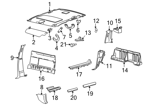 2003 Ford F-150 Windshield Pillar Trim, Driver Side Diagram for 2L3Z-1503599-AAC